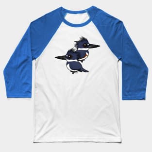 Cute Belted Kingfisher Pair Baseball T-Shirt